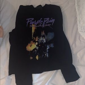 PRINCE ! PURPLE RAIN LONG SLEEVE CROP TOP !